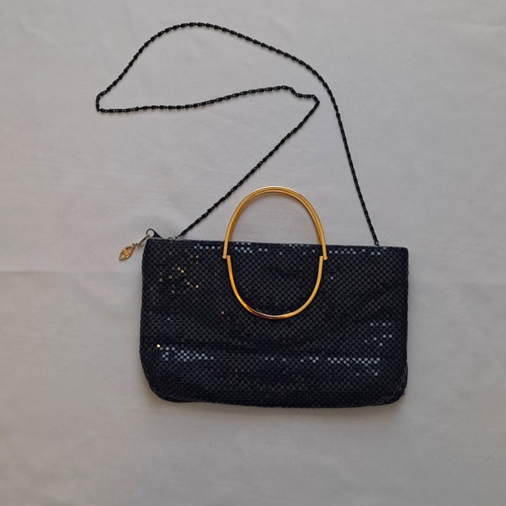 Vintage Emp Orr Navy Blue Metal Mesh Crossbody Evening Bag